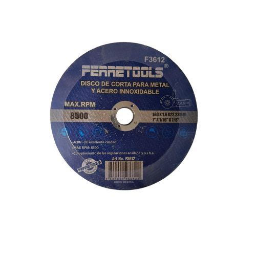 DISCO CORTE METAL 180MM X 1.6 (7")