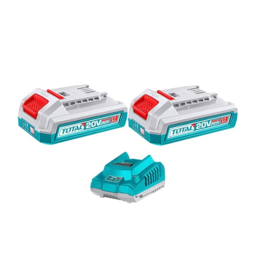 TOTAL KIT 2 BATERIAS DE LITIO + CARGADOR 20V 4 AH
