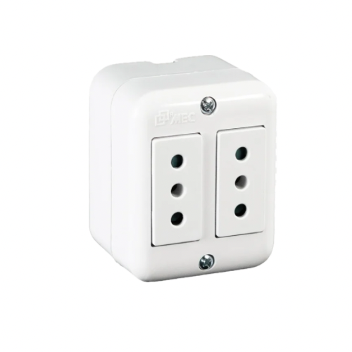 ENCHUFE SOBREPUESTO DOBLE 10A PC